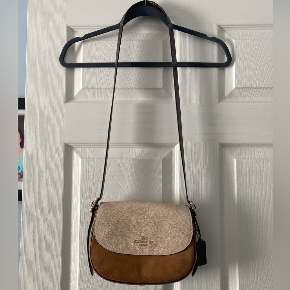 NEW Coach Cream and Brown Crossbody Bag